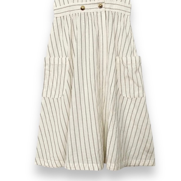 NEW Free People Diana Wrap Midi Dress Ivory Black Stripe Button Pockets Small - Picture 5 of 13